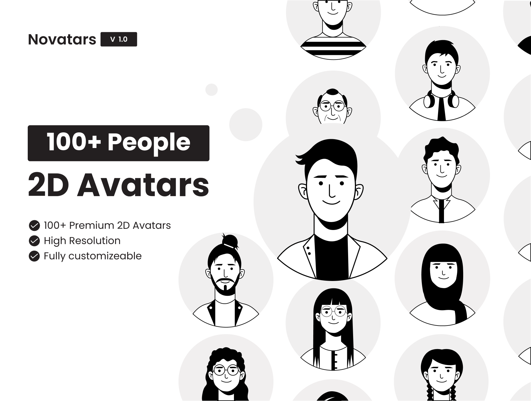 Novatars 2D头像 Novatars 2D Avatars ai, figma, notion格式-插画-到位啦UI